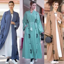 Ethnic Clothing Eid Mubarak Djellaba Femme Muslim Open Abaya Kimono Cardigan Ramadan Islamic Jalabiya Turkey Dubai Kaftan Maxi Dress Robe