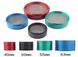 40mm 50mm 55mm 63mm 4 Styles Tobacco Grinder herb Grinder Teeth Filter Net dry herb vaporizer pen 7 colors DHL 3788915