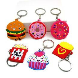 cute cartoon food keychains pvc key ring pendant fashion accessories high quality key support decoration gift