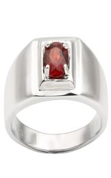 Natural Red Garnet 925 Silver Ring for Men Jewelry Pure Band 55mm Round Crystal Gemstone January Birthstone Birthday Gift R503RGN5307893