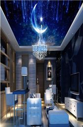 custom luxury 3d wallpaper for ceilings Dream sky moon nonwoven 3d ceiling murals wallpaper european1881512