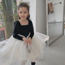 Girl Dresses Xmas Winter Black Velvet Tulle Soft Fluffy 3 Layers Children Mesh Dress Baby Princess Birthday Party Vestidos 1-8Y