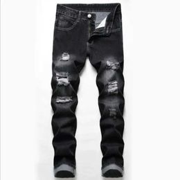 Men's Jeans 2021 Mens Ripped Jeans Spring Autumn Designer Slim Fit Black Gray Denim Pants Male Jeans Distressed Destroyed Trousers T240507