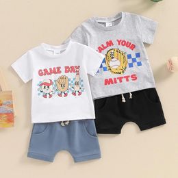 Clothing Sets Fashion Summer Baby Boys Clothes Set Short Sleeve Baseball Print T-shirt With Elastic Waist Shorts 2PCS Kids Toddler Outfit