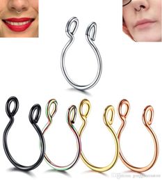 50PC Steel 20G Dainty Faux Nose Rings Fake Septum Rings Hoop Nostril Piercing Fake Clip on Nose Rings Oreja Piercings Jewelry6301589