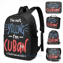 Backpack Funny Graphic Print Im Not Yelling Cuban USB Charge Men School Bags Women Bag Travel Laptop