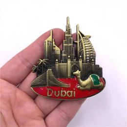 3PCSFridge Magnets Dubai Metal Refrigerator Pasted With Creative Letter 3D Fridge Magnet Sailboat Hotel Khalifa Tower UAE Tourism Souvenir