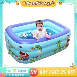 Bathing Tubs Seats Mini baby inflatable swimming pool family adult rectangular folding swimming pool summer water games indoor and outdoor childrens toys WX