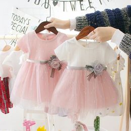 Toddler Dress Summer Fashion Short Sleeve Princess Dress Cute Flower Girl Wedding Dress 240423