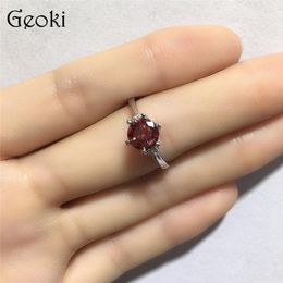 Cluster Rings Silver 925 Original 1 Brilliant Cut Diamond Test Past Shining Red Moissanite Wedding Ring For Teen Girls Gemstone Jewelry