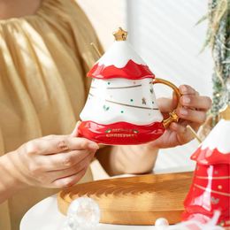 Mugs Christmas Tree Festival Gift Water Cup Girl Good-looking Mug Coffee With Lid And Spoon High-grade Light Luxury