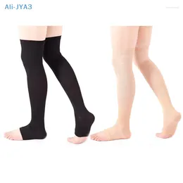 Women Socks Compression Thigh High Pressure Open Toe Varicose Stockings Men