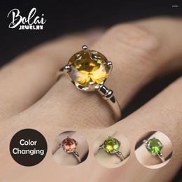 Cluster Rings Bolai Color Changing Zultanite Ring 925 Sterling Silver Round 10.0mm Created Diaspore Sultanit Gemstone For Woman's Xmas Gift