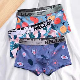 3pcs Mens Panties Boxershorts Underwear Cotton Boxer Men Cartoon Fruit Underpants Breathable Moire Male Boxers Y240507