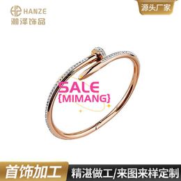 Designer Internet celebrity opening titanium steel bracelet with non fading jewelry female nail bracelet with diamond inlay niche design 0DFC