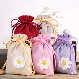 Jewelry Pouches Temperament Sachets Linen Cloth Breathable Empty Bags Put Spices Tea Dried Fruits Small Objects Storage Women Gift Bag