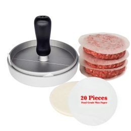 Grills Aluminum NonStick Burger Press Hamburger Patty Maker with 100 Wax Papers for BBQ Grill Wholesale