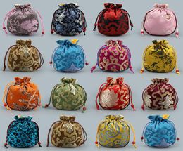 Cotton filled Thicken Silk Brocade Small Pouch Drawstring Travel Jewellery Storage Bag Vintage Crafts Trinket Gift Packaging Bags 502276739