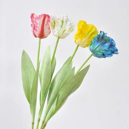 Decorative Flowers Simulation Parrot Tulip Single Fake Floral Plants Real Touch Table Flower Arrangement Vase Ornaments Wedding Garden