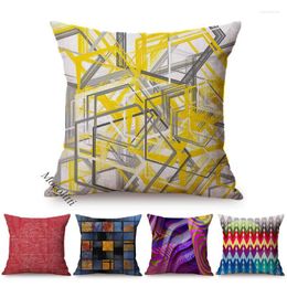 Pillow Modern Geometric Shapes Style Throw Case Colourful Home Decoration Cotton Linen Office Sofa Chair Cover Cojines