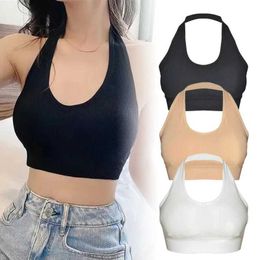 Active Underwear Seamless Bra Tube Top Hanging Neck Open Back Ladies Bra Womens Thin Breathable Big Open Back Sexy Underwear Sling Sports Bra d240508