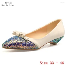 Casual Shoes Low Med Heels Women Pumps Stiletto Heel Woman Party Kitten Small Plus Size 33 - 46