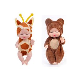 Kawaii dolls kids 11cm cute baby mini dolls 6 sets of handmade animal doll clothes For Doll DIY Girl Present free shipping item
