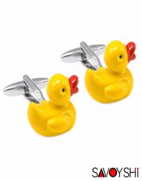 SAVOYSHI Yellow Rubber Duck Design Cufflinks for Men Shirts Cuff Bottons Fancy Gifts Personalized Cuff Links Brand Men Jewelry9351510