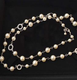 Fashion 5C pearl sweater chain Beaded necklace for women Party Wedding jewelry for Bride5190414