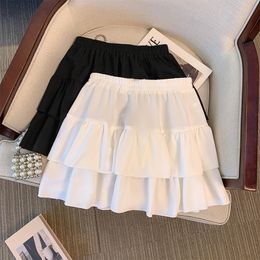 Plussize womens Summer Casual skirt Black and white layered polyester is loose comfortable without lining 240429
