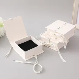 Gift Wrap Bow Ribbon Jewellery Boxes Bracelets Earring Ring Necklace Box Round Packaging Cases Display Storage Container