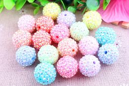 Beads Kwoi Vita Pastel Mix Ab Color Wholesales 20mm Chunky 100pcs Resin Rhinestone Ball Beads for Kids Girl Jewelry