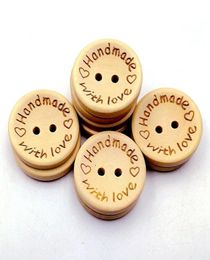 Natural Colour Wooden Buttons handmade love Letter wood button craft DIY baby apparel accessories6572855