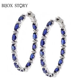 BIJOX STORY Elegant Drop Earrings 925 Sterling Silver Jewelry with Sapphire Gemstone for Female Wedding Party Earring Whole7100281