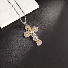 Pendant Necklaces Fashion Stainless Steel Christian Jesus Cross Necklace Men Women Trendy Casual Religious Amulets Jewelry Gifts