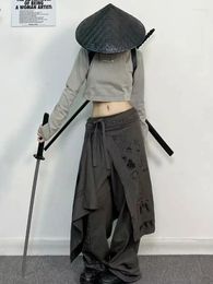 Women's Pants HOUZHOU Y2k Harajuku Oversize Skirt Over Woman Gothic Vintage Patchwork Streetwear Japanese Style Korean Fashion Trousers