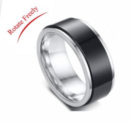 Titanium Steel Spinner Anxiety Ring for Women Men Rotate 8MM Punk Antistress Mens Rings Jewelry Accessories Anillos Hombre6031732