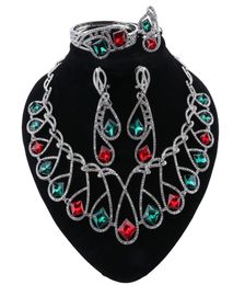 Nigerian Wedding African Costume Jewellery Set Dubai Necklace Bracelet Earring Ring for Women Party Jewellery sets7531287