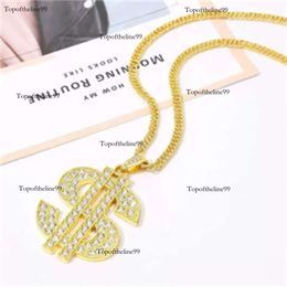Jewellery Hip Hop Gold Chain Necklace Men's and Women's US Dollar Symbol Diamond Pendant Original edition