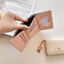 Wallets Tulip Pattern Wallet Women's Short Buckle Coin Purse PU Leather Card Holder Fashion Multi-slot Clip
