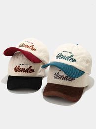Ball Caps Corduroy Colorblock Embroidery Baseball Cap For Women Men Retro Autumn Winter Cotton Snapback Men's Sun Hat