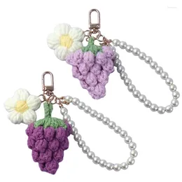 Keychains Elegant Wool Grape Keychain Beaded Rings Pendant For Handbag K3ND