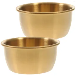 Plates 2 Pcs Seasoning Dish Spice Container Cup Accessories Dishes Stainless Steel Sauce Bowl Home Accessory Small Containers