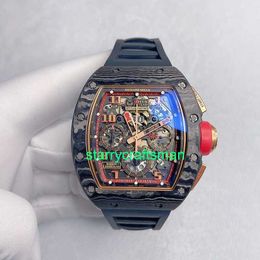 RM Luxury Watches Mechanical Watch Mills Black Forged Carbon Case Rm011 Ntpt Lotus Team Limited Edition Automatic Mechanical Side Rose Gold Men's Watch stT4