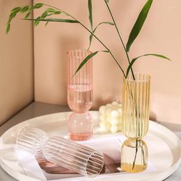 Vases Flower Vase Transparent Striped Crystal Ornaments Home Decor Pots For Living Room Decoration Glass Container Table