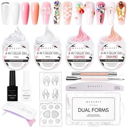 Nail Gel Makartt Solid Builder Kit for ExtensionAll in One Hard with Base Top Coat UV LED Lamp Q240507