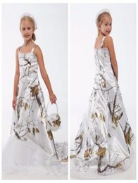 Beautiful White Real Tree Camo Lace Flower Girl Dresses Custom Online Toddler Kids Formal Wedding Wear Camouflage Satin Birthday P7028966