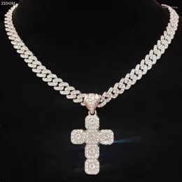 Pendant Necklaces Men Women Hip Hop Cross Necklace Cuban Chain Hiphop Iced Out Pendants Fashion Punk Jewellery Gifts