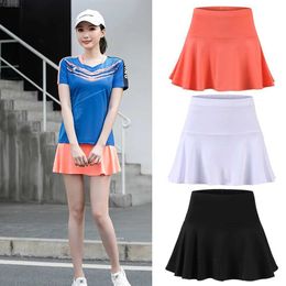 Skirts Regular Fit Womens Skirt Pants In Polyester Fabric Summer New Pleated Type Sporty Skort Without Pocket From Size XS To 3XL F060 Y240508
