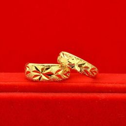 Cluster Rings Luxury 24K Yellow Gold Golden Gypsophila Shaped For Couple Women Men Wedding Engagement Fine Match Ring Jewelry Gift3608386